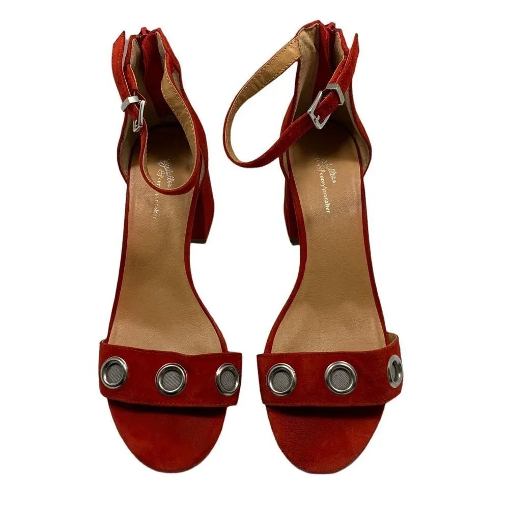 Seychelles & Corey Lynn Calter Red Suede Ankle Strap Sandals Size 7.5 M